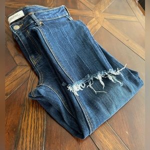 Zara Woman Premium Denim Collection Cropped Skinny Jeans with Raw Hem